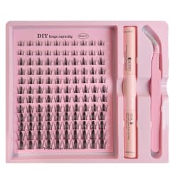 DIY Clusters Lash Kit Full Set 8-16mm Mix Bond&Seal Tweezers Lash for Self Application Makeup Individual Eyelash Extensions