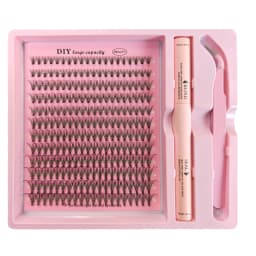 DIY Clusters Lash Kit Full Set 8-16mm Mix Bond&Seal Tweezers Lash for Self Application Makeup Individual Eyelash Extensions