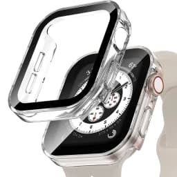 Glass+Case for Apple Watch 42 46mm 45mm 41 49 44mm 40 Mm Straight Edge Screen Protector Cover Case iWatch SE 6 7 8 9 10 11 Ultra