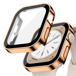 Glass+Case for Apple Watch 42 46mm 45mm 41 49 44mm 40 Mm Straight Edge Screen Protector Cover Case iWatch SE 6 7 8 9 10 11 Ultra