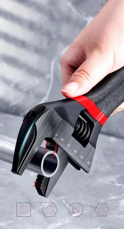 1 Pcs 6/8” Short Handle Adjustable Wrench Oversized Open Bathroom Wrench Mini Small Board Large-diameter Adjustable Short Handle