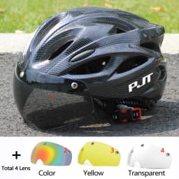PJT Ultra-Light Magnetic Goggles Bicycle Helmet Lightweight PC Shell & EPS Foam Construction Cycling Helmet MTB Bike Helmet