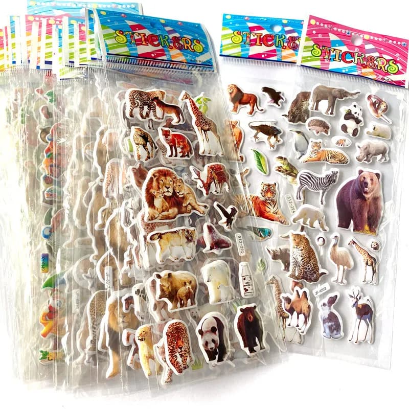 10 Sheets 3D Puffy Stickers Animals Bulk Stickers Scrapbook Decoration Birthday New Year Christmas Gifts for Kids Boys Girls