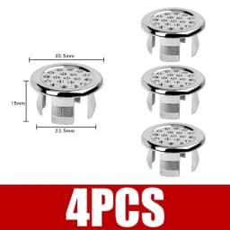 4PCS Plastic Bathroom Kitchen Basin Sink Overflow Cover Ring Insert Replacement Chrome Hole Round Drain Cap Basin Accessory