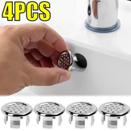 4PCS Plastic Bathroom Kitchen Basin Sink Overflow Cover Ring Insert Replacement Chrome Hole Round Drain Cap Basin Accessory