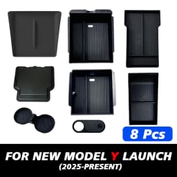 TEKSY 1/2/3/4/6/7/8pcs For Tesla New Model Y 2025 2026 Juniper ABS with Silicone Non-slip Mat Console & Armrest Storage Box