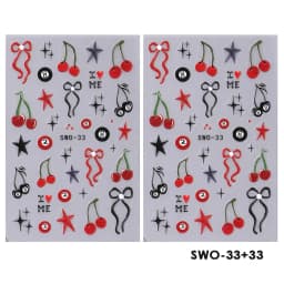 2pcs Sweet Element Nail Art Stickers Simple Flower Heart Cherry Strawberry Kawaii Decals Colorful Bow Butterfly Manicure Sliders