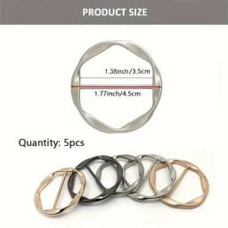 5pcs Fashion Metal Round Circle Clip Buckle Shawl T-Shirt Tie Clip Brooch Waist Buckle Versatile Clothing Ring Wrap Holder