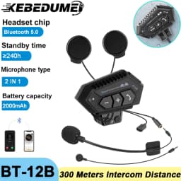 Motorcycle Helmet Headset Bluetooth Earphone Wireless Handsfree Mic Headphones Music Player Voice Control For Motorbike Rider