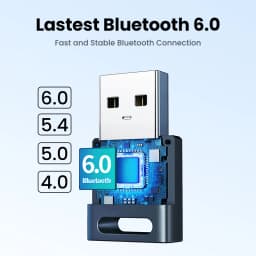 USB Bluetooth Adapter, Bluetooth 6.0 Dongle for PC Windows 11/10/8.1, Receiver & Transmitter for Keyboard/Mouse