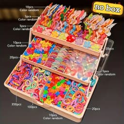 555pcs Girls Hair Accessories Set Colorful Butterfly Fashion Hair Clips Ties Elastic Bands for Daily Ponytail Fixation