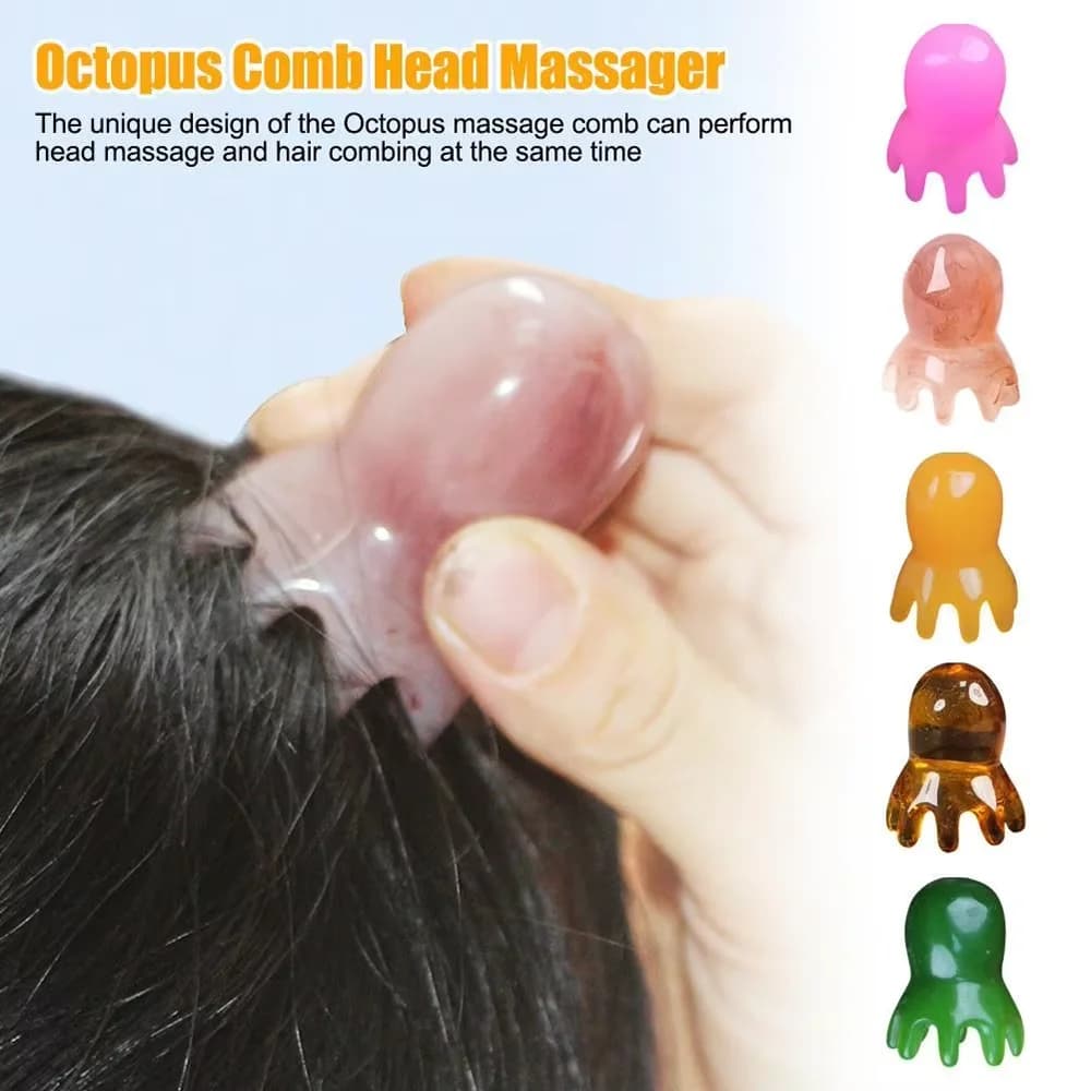 1pc Octopus Shaped Head Meridian Acupoint Massage Comb Wide Tooth Scalp Comb Back Neck and Back Manual Deep Massage Tools