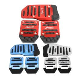 Aluminum Car Pedal Cover Set Automatic Transmission & Gas Foot Covers in Red Silvery, Blue - Stylish Auto Interior Accessories