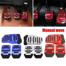 Aluminum Car Pedal Cover Set Automatic Transmission & Gas Foot Covers in Red Silvery, Blue - Stylish Auto Interior Accessories