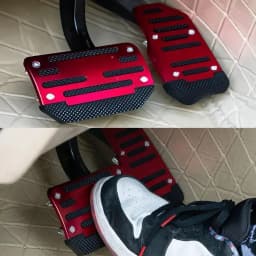 Aluminum Car Pedal Cover Set Automatic Transmission & Gas Foot Covers in Red Silvery, Blue - Stylish Auto Interior Accessories