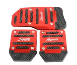 Aluminum Car Pedal Cover Set Automatic Transmission & Gas Foot Covers in Red Silvery, Blue - Stylish Auto Interior Accessories