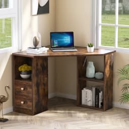 L-Computer Desk Corner with Large Storage Space Study Desk Laptop Table for Home Office