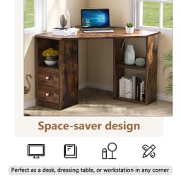 L-Computer Desk Corner with Large Storage Space Study Desk Laptop Table for Home Office