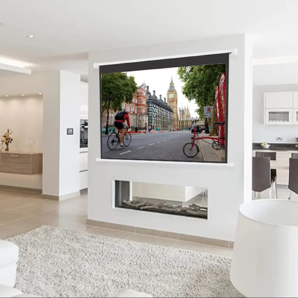 100 Inch Electric Projector Screen Matte White HD for School Home Cinema