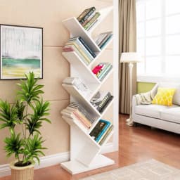 Voltsify Rustic Standing Tree Bookshelf Wood Display Rack Kids Bookshelf Bookshelves for Home