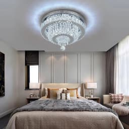 KOMORE Elegant Crystal Round & Square Ceiling Light for Living Room, Bedroom, Kitchen