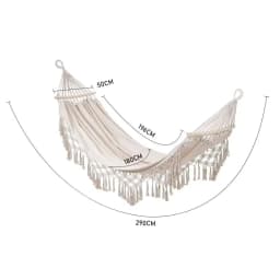 【Breeins】Tassel Hammock Outdoor Folding Camping Woven Canvas Swing Anti-rollover Portable Hanging Chair Yard Garden