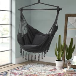 【Breeins】Tassel Hammock Outdoor Folding Camping Woven Canvas Swing Anti-rollover Portable Hanging Chair Yard Garden