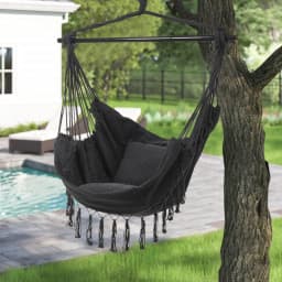 【Breeins】Tassel Hammock Outdoor Folding Camping Woven Canvas Swing Anti-rollover Portable Hanging Chair Yard Garden