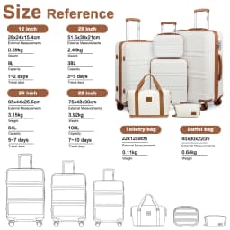 Kono  Fashion Luggage Set, Lightweight ABS Hard Shell Trolley Suitcases with TSA Lock, 4 Spinner Wheels (1/2/3/4/6 Pcs Set)