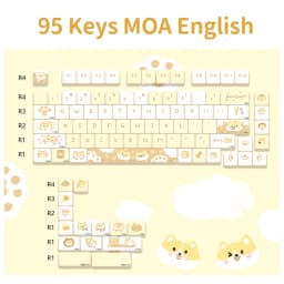 95 Keys Artoon Cute Puppy Cat Kitty Keycaps GMK PBT Keycap MOA Profile Dye Sublimation For DIY Mechanical Keyboard Girls Gift