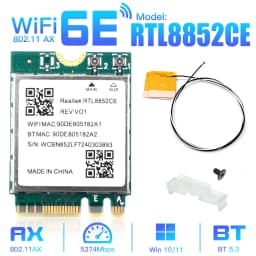 WiFi 6E RTL8852CE M.2 Network Card 5400Mbps 802.11AX Bluetooth 5.3 Wireless Adapter Tri Band 2.4/5/6GHz for Windows 10/11