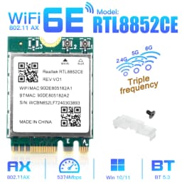 WiFi 6E RTL8852CE M.2 Network Card 5400Mbps 802.11AX Bluetooth 5.3 Wireless Adapter Tri Band 2.4/5/6GHz for Windows 10/11
