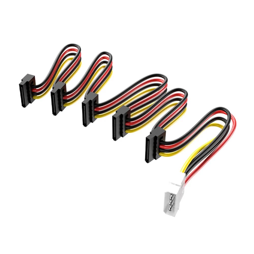 DIY Power Connectors Hard Drive 1 to 5 SATA Power Cable Adapter Splitter Cables Hard Drive Power Supply Cord