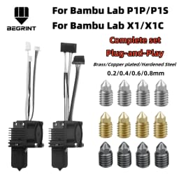 For Bambu Lab X1C P1P P1S Complete Hotend Print Head with Fan Thermistor Ceramic Heater 0.4mm Hardened steel nozzle For Bambulab