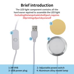 3D Printer DIY Model LED Lamp Kit 001 For Bambu Lab A1/A1mini/P1S/P1P/X1C USB White/Cold/Warm Light For Bambu Lab LED Lamp Kit