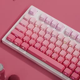133 Keys Double Shot Shine Through Keycaps Strawberry Pink Side Print PBT Keycaps Cherry Profile for MX Switches Gaming Keyboard