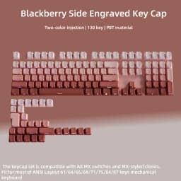 133 Keys Double Shot Shine Through Keycaps Strawberry Pink Side Print PBT Keycaps Cherry Profile for MX Switches Gaming Keyboard