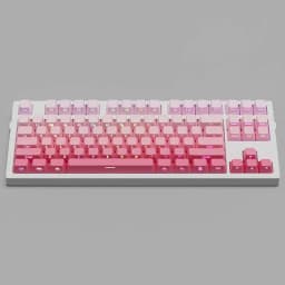 133 Keys Double Shot Shine Through Keycaps Strawberry Pink Side Print PBT Keycaps Cherry Profile for MX Switches Gaming Keyboard