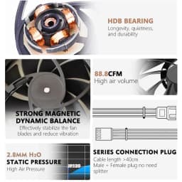 JUMPEAK JP120 120mm Fan 2000RPM High Speed 4PIN PWM Silent Hydraulic Bearing 12cm Cooling Fans for Gaming PC Case Liquid Cooler