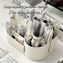 1pc Multi-Functional 2-in-1 Desk Organizer with 360-Degree Rotating Pen Holder, Large Capacity Plastic Storage Caddy for Office