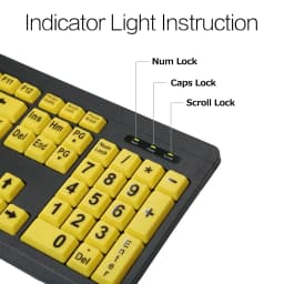 Wired Keyboard USB Large Print Computer Keyboard for Low Vision Users High Contrast 104 Keys Letters for Old Men