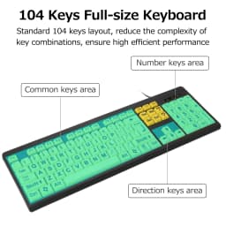 Wired Keyboard USB Large Print Computer Keyboard for Low Vision Users High Contrast 104 Keys Letters for Old Men