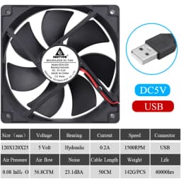 2pcs Gdstime 5V USB PC Fan 40mm 50mm 60mm 80mm 90mm 120mm 140mm for Receiver DVR Playstation Xbox Router Computer Cabinet Cooler