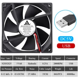 2pcs Gdstime 5V USB PC Fan 40mm 50mm 60mm 80mm 90mm 120mm 140mm for Receiver DVR Playstation Xbox Router Computer Cabinet Cooler