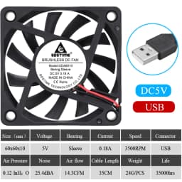2pcs Gdstime 5V USB PC Fan 40mm 50mm 60mm 80mm 90mm 120mm 140mm for Receiver DVR Playstation Xbox Router Computer Cabinet Cooler