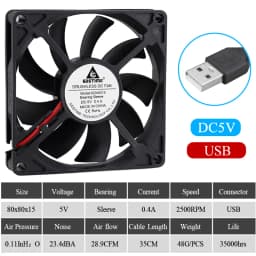 2pcs Gdstime 5V USB PC Fan 40mm 50mm 60mm 80mm 90mm 120mm 140mm for Receiver DVR Playstation Xbox Router Computer Cabinet Cooler