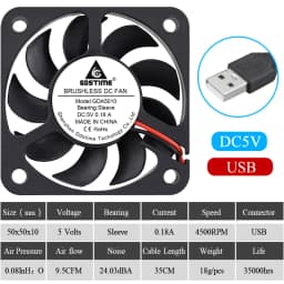 2pcs Gdstime 5V USB PC Fan 40mm 50mm 60mm 80mm 90mm 120mm 140mm for Receiver DVR Playstation Xbox Router Computer Cabinet Cooler