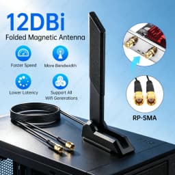 WiFi 6E 6Ghz Antenna Magnetic Foldable 2.4G/5G 12DBi High Gain External Signal Receiver Antenna For Network Card Wireless Router