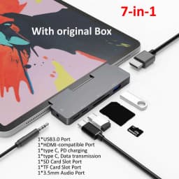 OUTMIX USB C Hub to 4K HDMI-compatible Adapter with USB-C PD USB3.0 3.5mm Jack Port USB Type C Dock for iPad Pro Macbook Pro/Air