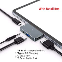 OUTMIX USB C Hub to 4K HDMI-compatible Adapter with USB-C PD USB3.0 3.5mm Jack Port USB Type C Dock for iPad Pro Macbook Pro/Air